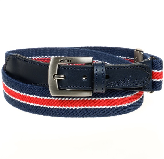 Cinturón Niño Elástico Azul Raya Roja