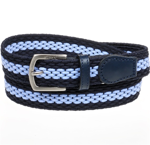 Boy's Dark Blue Elastic Belt with Sky Blue Stripe