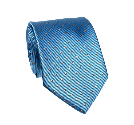 Corbata Azul Azafata con Lunares Naranja