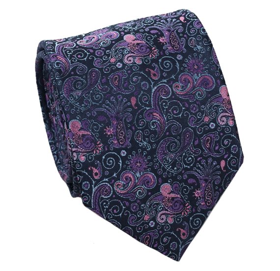 Blue Tie with Malva Paisley
