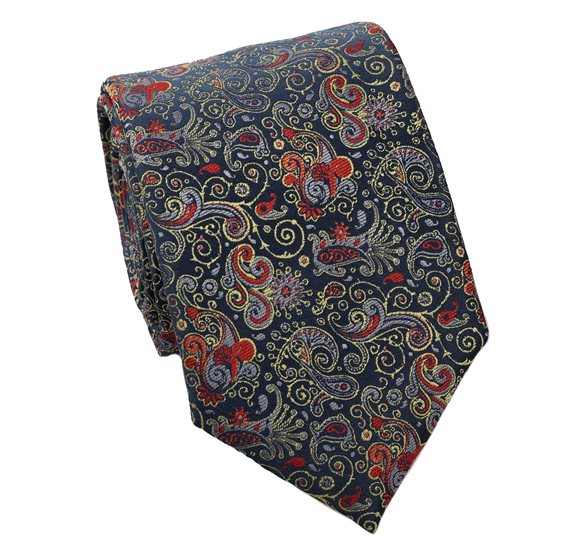 Corbata Azul Cachemir Ocre