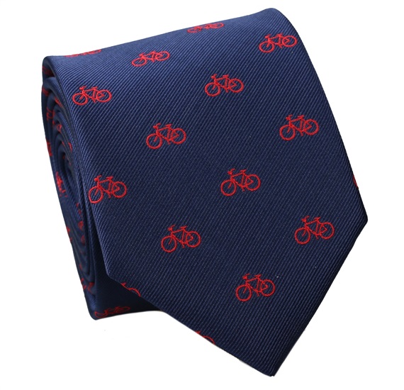 Corbata Azul con Bicicletas Rojas Seda