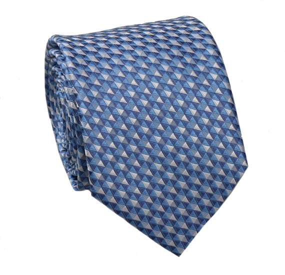 Blue Tie with Geometric Design