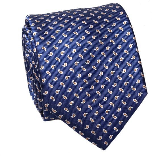 Corbata Azul Francia Paisley Amarillo