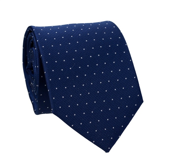 Corbata Azul Marino con Motas Blancas