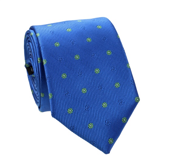 Corbata Azul Royal con Margaritas Verdes