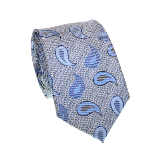 Corbata Cachemir Azul de Seda Natural