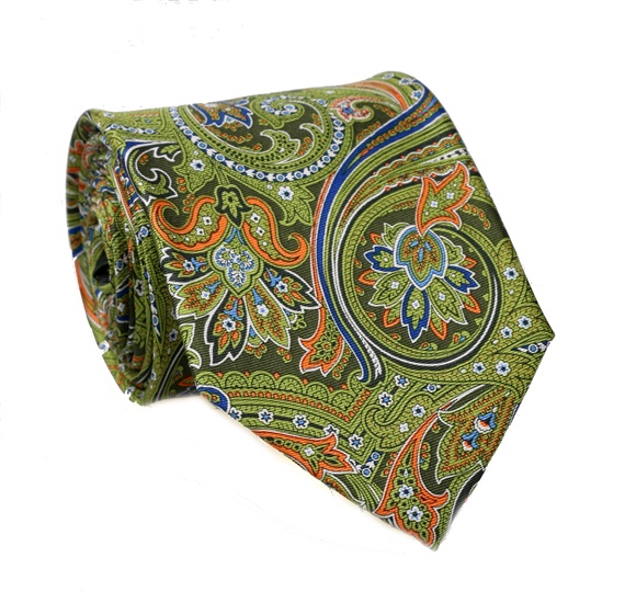 Green Paisely Natural Silk Tie