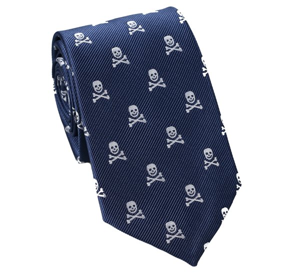Corbata Cadete Azul Calaveras Grises
