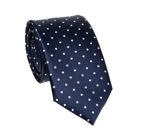 Corbata Cadete Azul Marino Lunares Blancos