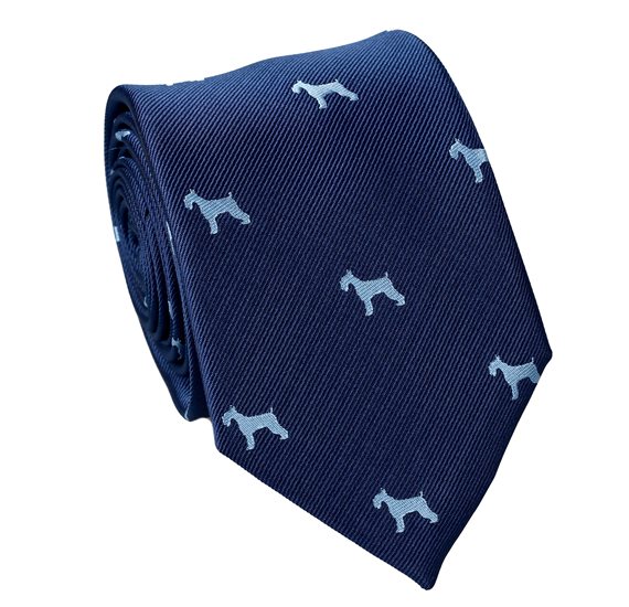 Blue Teenager's Tie with Sky Blue Schnauzer