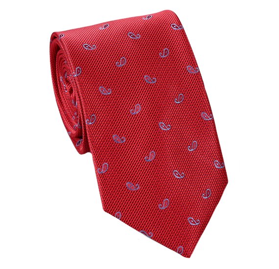 Corbata Cadete Roja Paisley Azul