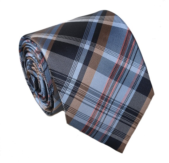 Corbata Cuadros Azul y Arena