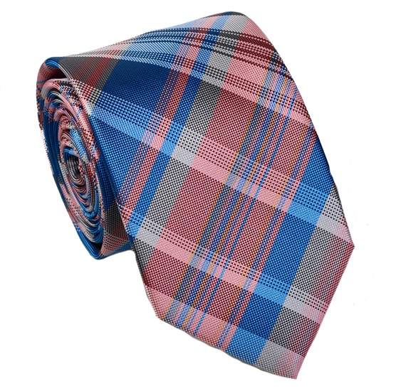 Corbata Cuadros Rosa y Azul