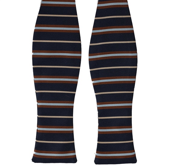 Blue Self Bow Tie with Sky Blue, Brown and Beigr Stripes