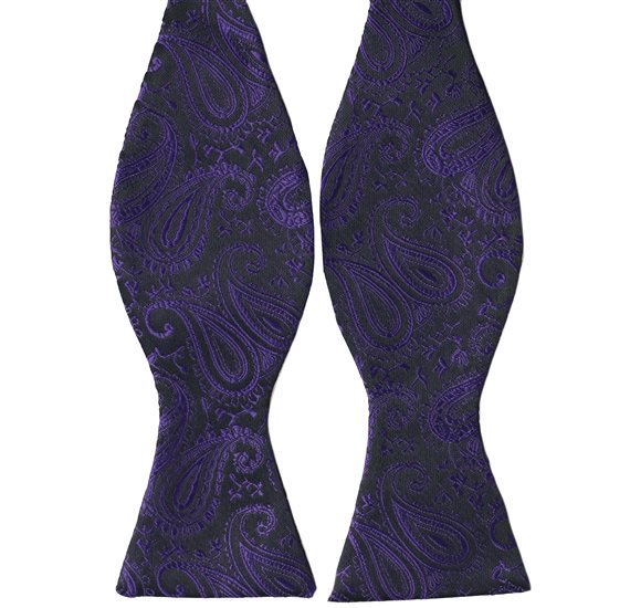 Corbata de Lazo Negra Paisley Morado
