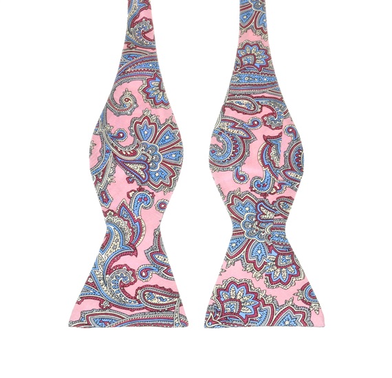 Corbata de Lazo Seda Rosa Cachemir Gris