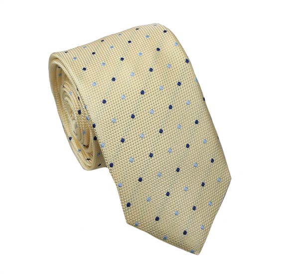 Corbata Estrecha Amarilla Lunares Azules