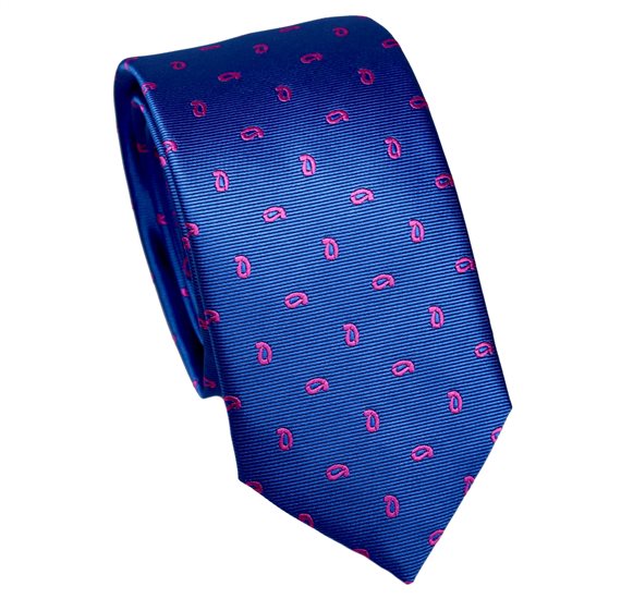 Corbata Estrecha Azul Royal Paisley