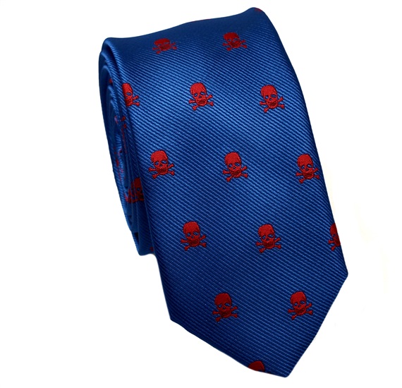 Corbata Estrecha Azulona con Calaveras