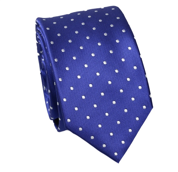 Royal Blue Slim Tie with White Dots