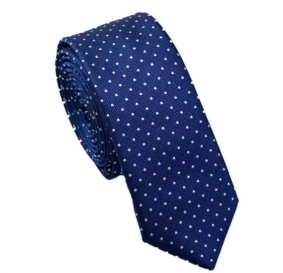 Corbata Estrecha Azulona Motas Blancas