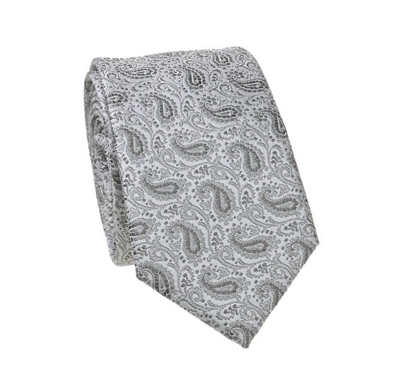 Corbata Estrecha Cachemir Gris Claro