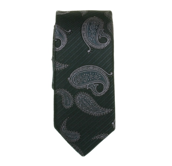 Grey Paisley Skinny Tie