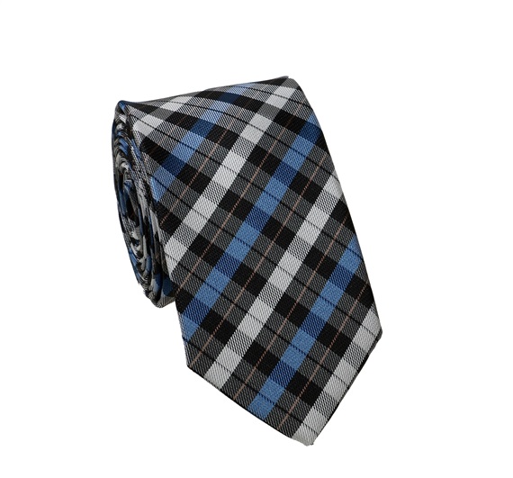 Corbata Estrecha Cuadros Azul y Negro