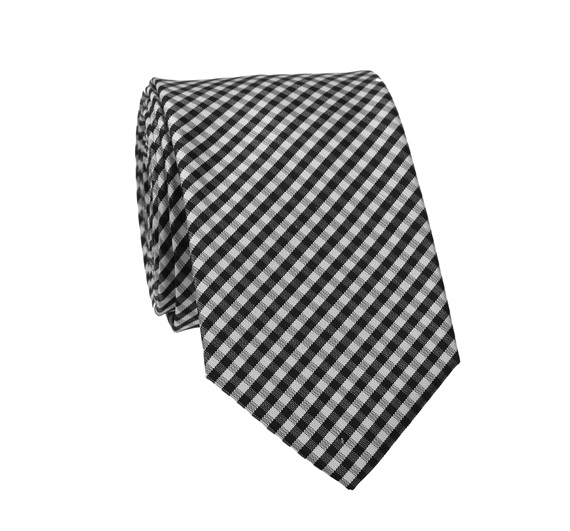 Corbata Estrecha Cuadros Blancos y Negros