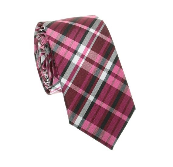 Corbata Estrecha Cuadros Fucsia