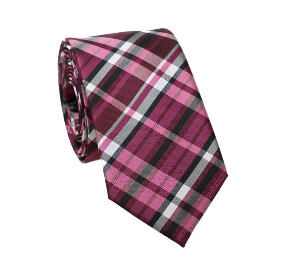 Corbata Estrecha Cuadros Fúcsias