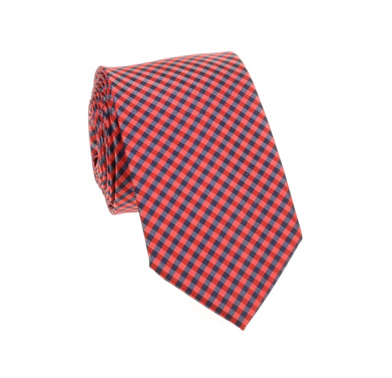 Corbata Estrecha Cuadros Vichy Rojo y Azul