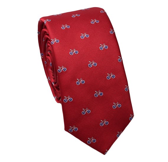 Corbata Estrecha Granate Con Bicicletas