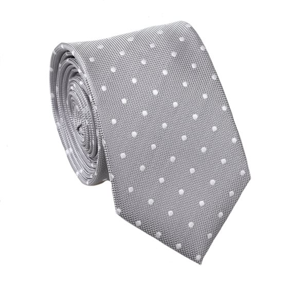 Corbata Estrecha Gris Lunares