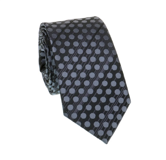Corbata Estrecha Gris Marengo Lunares