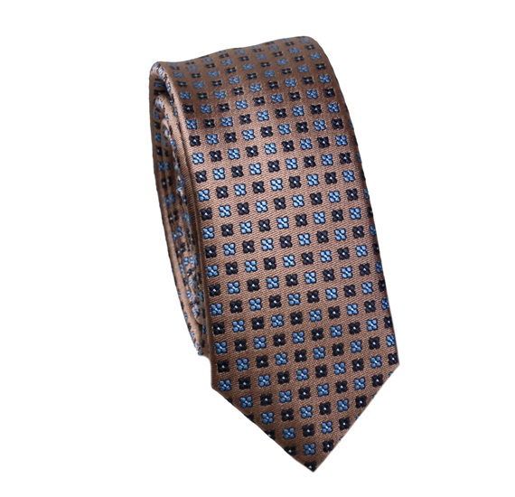 Corbata Estrecha Marrón Trébol Azul
