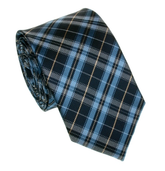 Corbata Estrecha Seda Cuadros Azul y Celeste