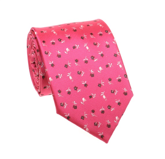 Corbata Fucsia con Flores Marrones