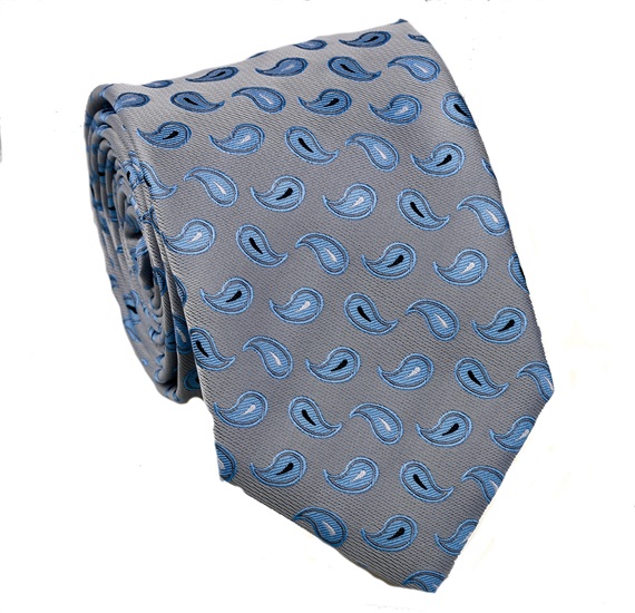 Corbata Gris con Cachemir Azul