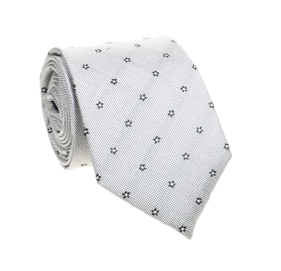 Corbata Gris con Flores de Seda Natural