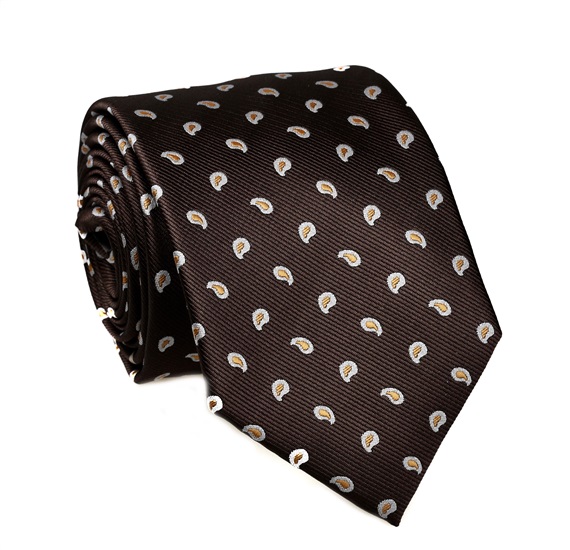 Brown Tie with Yellow Paisley