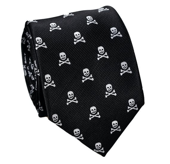 Corbata Negra Calaveras Grises