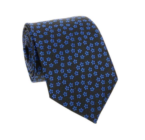 Corbata Negra Flores Azulón