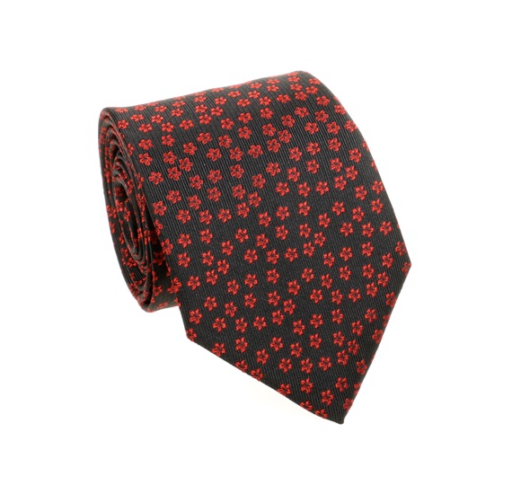 Corbata Negra Margaritas Granate