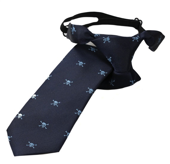 Dark Blue Boy's Tie with Blue Skulls