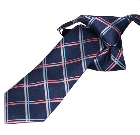 Corbata Niño Azul Cuadros Rosas