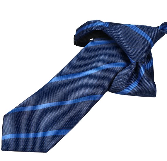 Blue Boy's Tie with Green Stripes