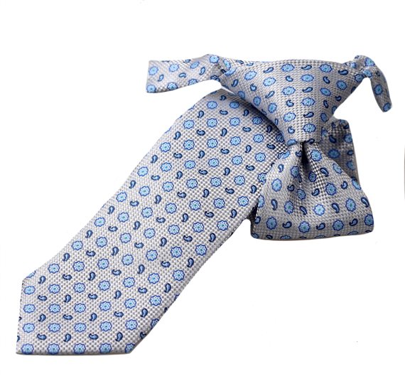 Corbata Niño Flores Gris y Azul
