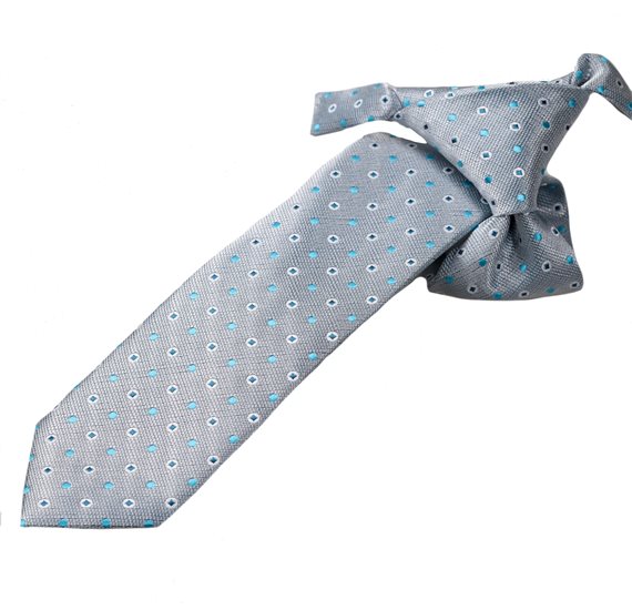 Corbata Niño Gris Lunares Turquesas